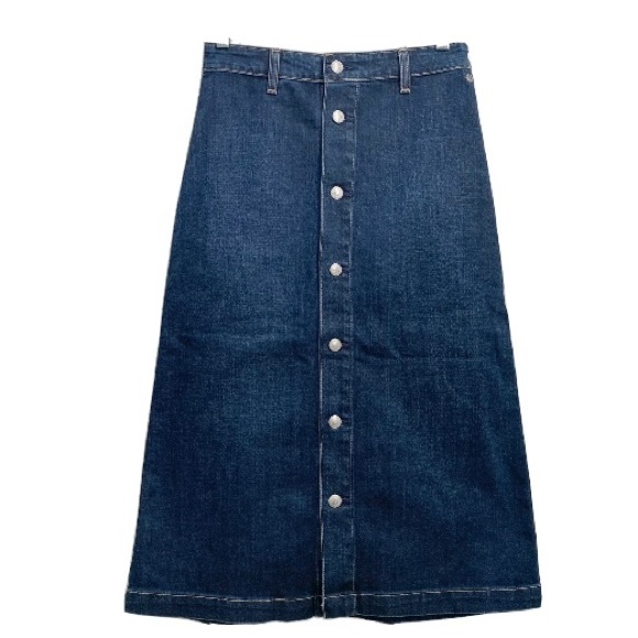 ALEXA CHUNG for AG A-line Button Front MIDI Denim Skirt Size 27 - Picture 6 of 15